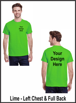 Custom Printed, Lime T-Shirts, Left Chest and Full Back, One Color