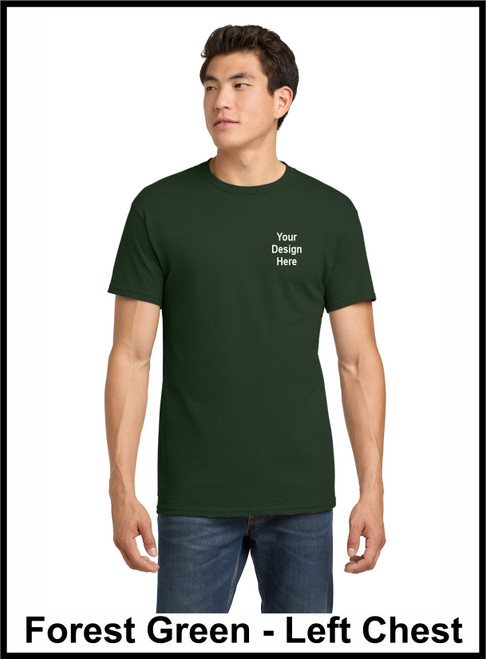 Custom Printed, Forest Green T-Shirts, Left Chest, One Color