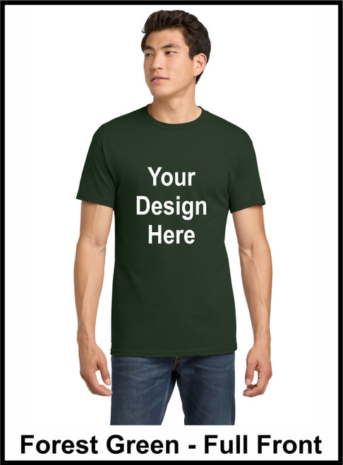 Custom Printed, Forest Green T-Shirts, Full Front, One Color