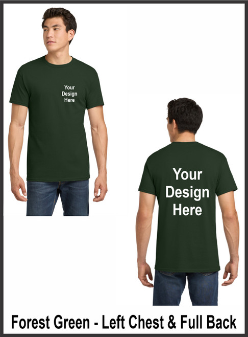 Custom Printed, Forest Green T-Shirts, Left Chest and Full Back, One Color