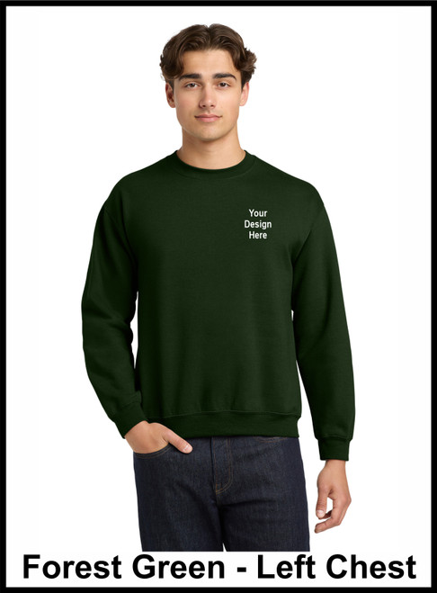 Custom Printed, Forest Green Sweatshirts, Left Chest, One Color