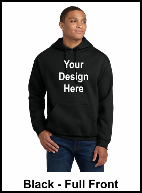 Custom Printed, Black Hooded, Full Front, One Color