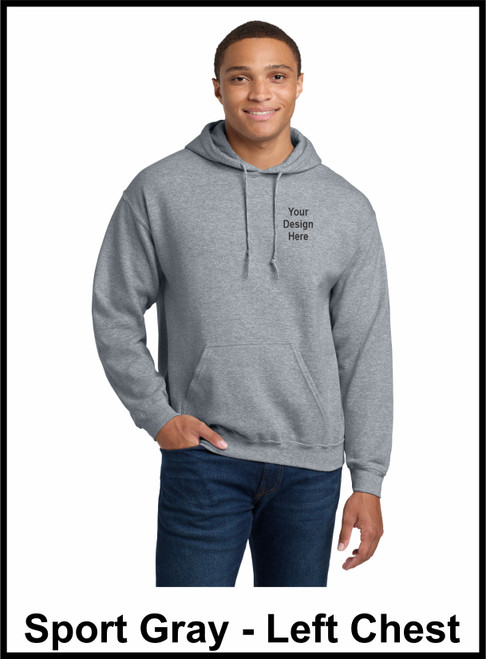 Custom Printed, Sport Gray Hooded, Left Chest, One Color