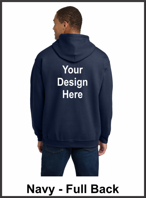 Custom Printed, Navy Hooded, Full Back, One Color