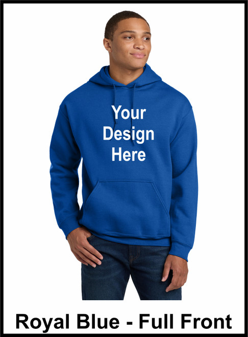 Custom Printed, Royal Blue Hooded, Full Front, One Color