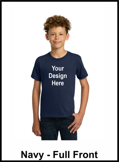 Custom Printed, Navy Youth T-Shirts, Full Front, One Color