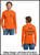 Custom Printed, Safety Orange Long sleeve T-Shirts, Left Chest and Full Back, One Color