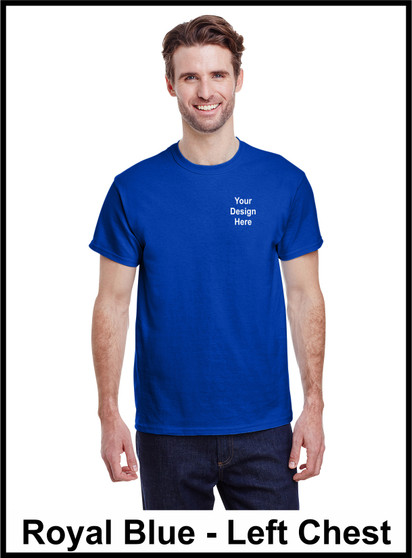 Custom Printed, Royal Blue T-Shirts, Left Chest, One Color