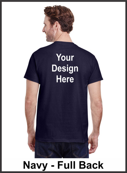 Custom Printed, Navy T-Shirts, Full Back, One Color