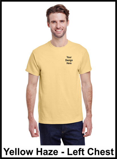 Custom Printed, Yellow Haze T-Shirts, Left Chest, One Color