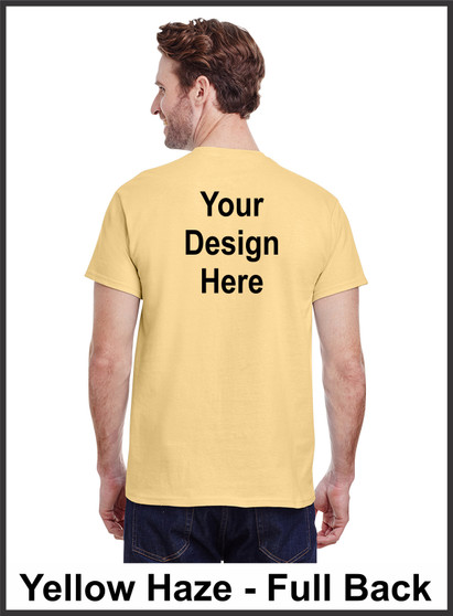 Custom Printed, Yellow Haze T-Shirts, Full Back, One Color