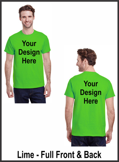 Custom Printed, Lime T-Shirts, Full Front and Full Back, One Color