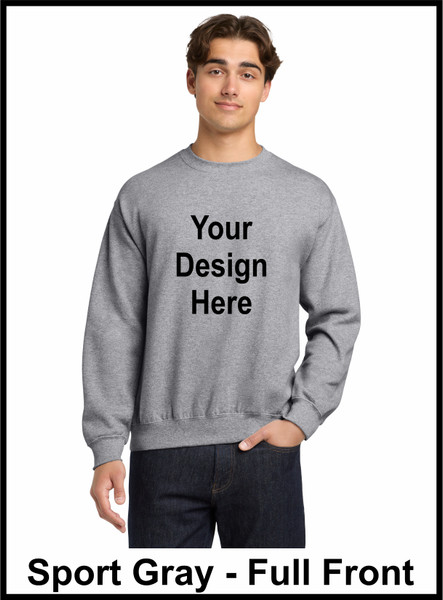 Custom Printed, Sport Gray Sweatshirts, Full Front, One Color