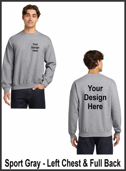 Custom Printed, Sport Gray Sweatshirts, Left Chest and Full Back, One Color