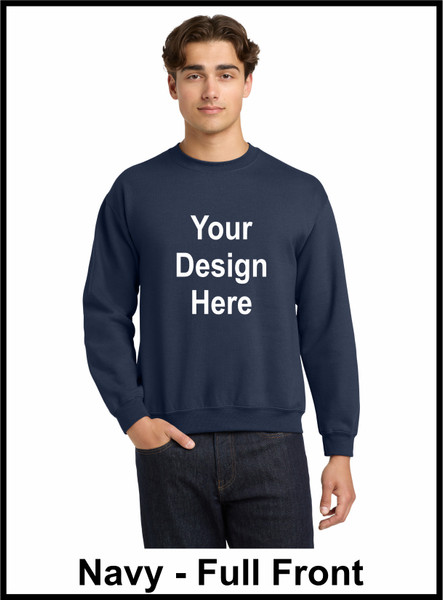 Custom Printed, Navy Sweatshirts, Full Front, One Color
