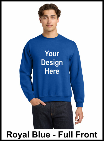 Custom Printed, Royal Blue Sweatshirts, Full Front, One Color