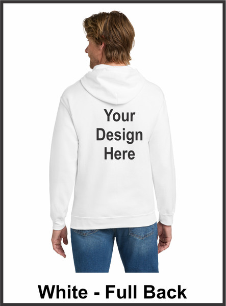 Custom Printed,  White Zipped Hooded , Full Back, One Color