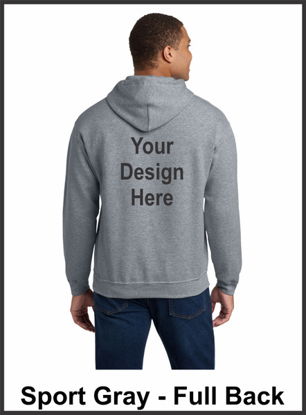 Custom Printed, Sport Gray Hooded, Full Back, One Color