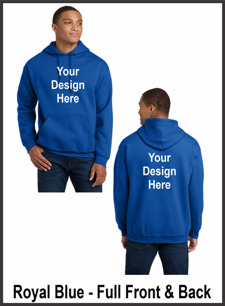 Custom Printed, Royal Blue Hooded, Full Front and Full Back, One Color