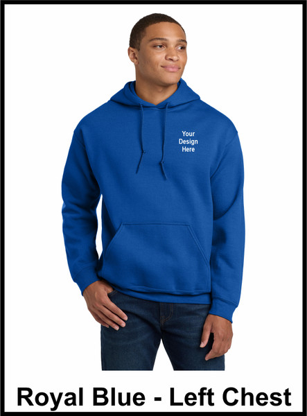 Custom Printed, Royal Blue hooded, Left Chest,  One Color