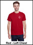 Custom Printed, Red T-Shirts, Left Chest , One Color