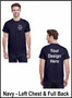 Custom Printed, Navy T-Shirts, Left Chest and Full Back, One Color