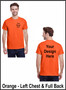 Custom Printed, Orange T-Shirts, Left Chest and Full Back, One Color
