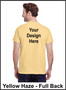 Custom Printed, Yellow Haze T-Shirts, Full Back, One Color
