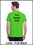 Custom Printed, Lime T-Shirts, Full Back, One Color