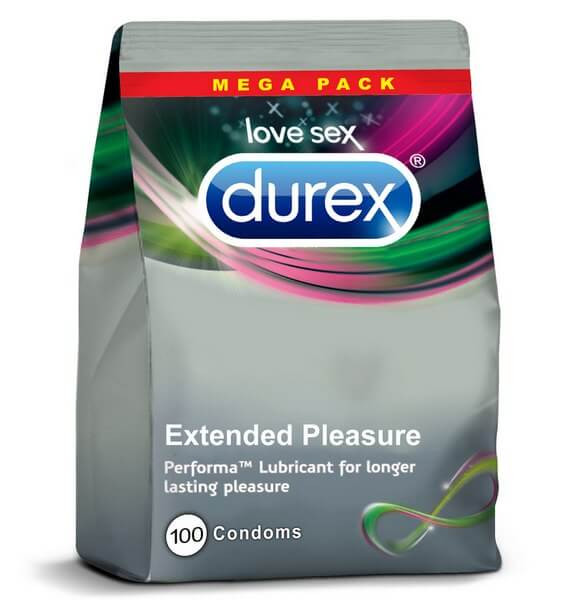 Durex Extended Pleasure (Performa) Climax Delay Condoms Bulk Packs 100 Condoms - Delaying