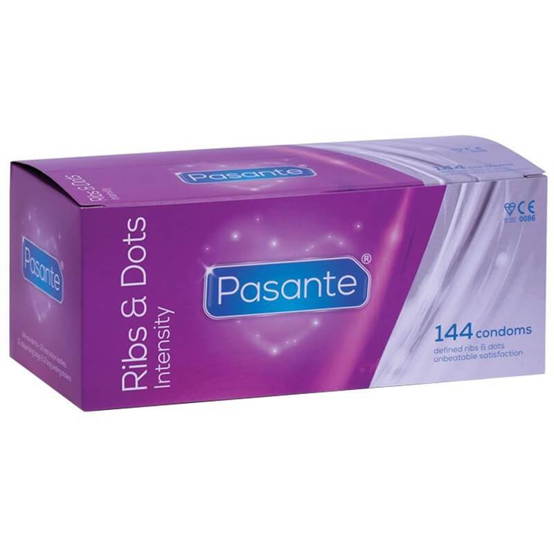 Pasante Intensity Ribbed & Dotted Condoms Bulk Packs 144 Condoms - Textured