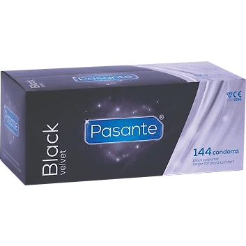 Pasante Black Velvet Coloured Condoms Bulk Packs 144 Condoms Black - Coloured