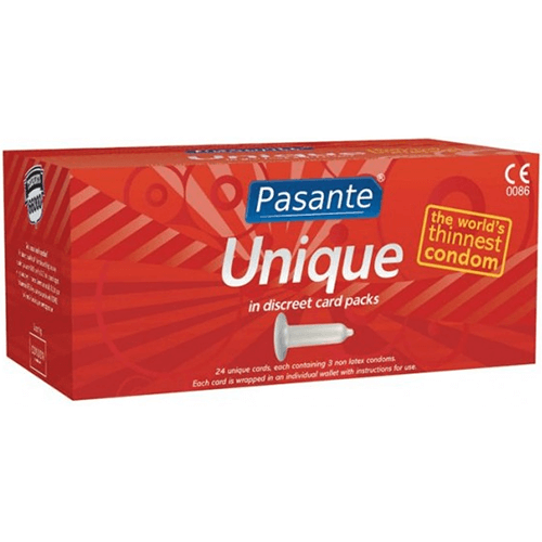 Pasante Unique Latex Free Thin Condoms Bulk Packs 72 Condoms - Thin