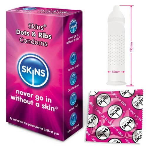 Skins Dots & Ribs Textured Condoms Bulk Packs 100 Condoms - Textured