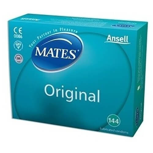 Mates Original Regular Condoms Bulk Packs 144 Condoms - Natural