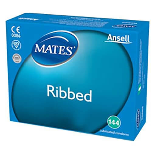 Mates Ribbed Textured Condoms Bulk Packs 288 Condoms - Textured