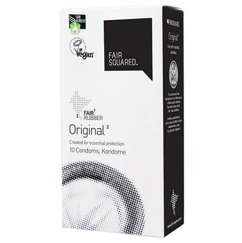 Fair Squared Original Regular Condoms (Vegan Friendly) 40 Condoms - Natural
