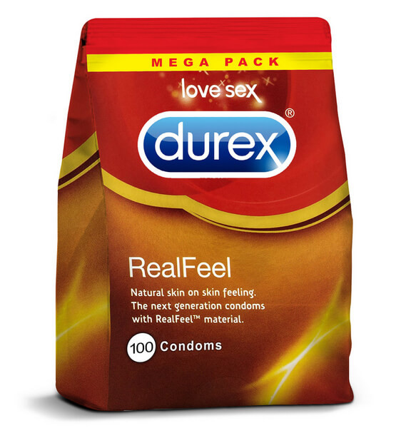 Durex Real Feel Latex Free Condoms Bulk Packs 100 Condoms - Non Latex