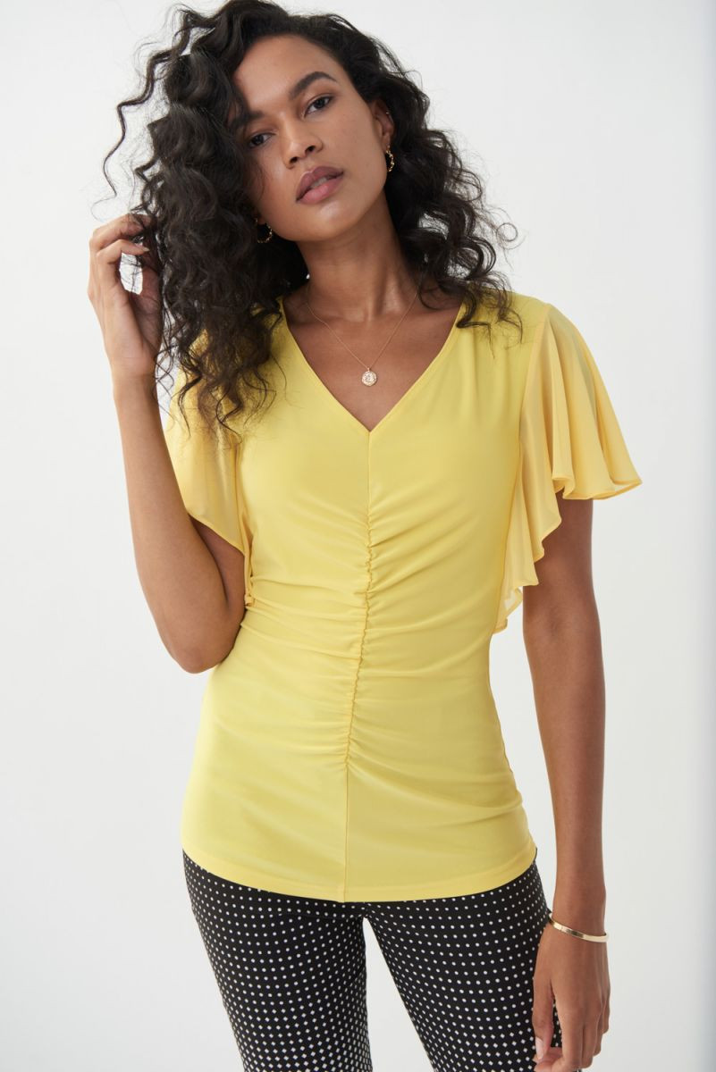 yellow flutter sleeve top