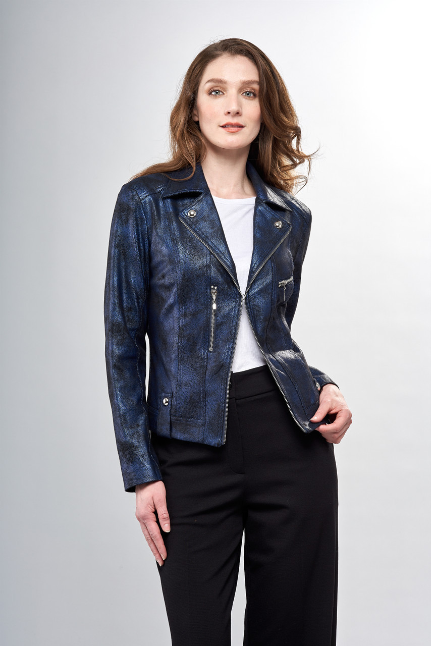 Blue moto store jacket women's