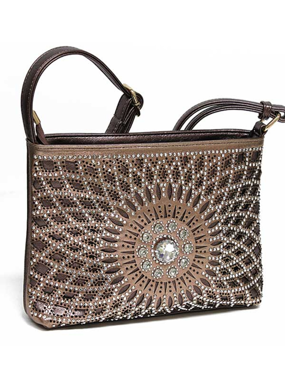 Rose Gold Rhinestone Studded Crossbody Bag Vita Boutique