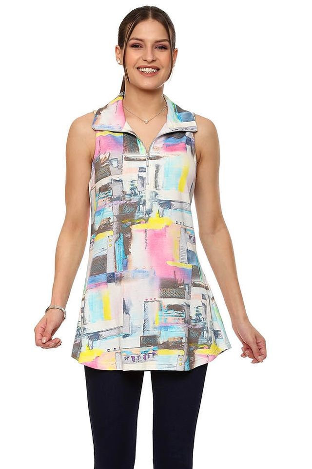 Erica Half-Zip Sleeveless Tunic - Vita Boutique