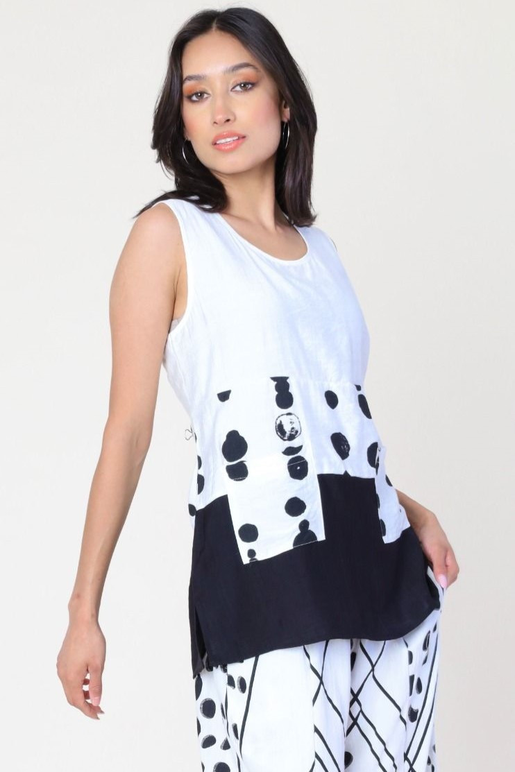 sleeveless polka dot top