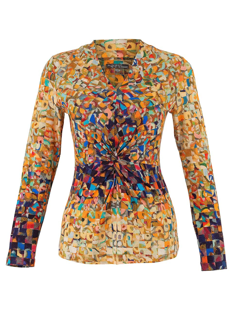 Rubble Print Twist Front Long Sleeve Top - Vita Boutique