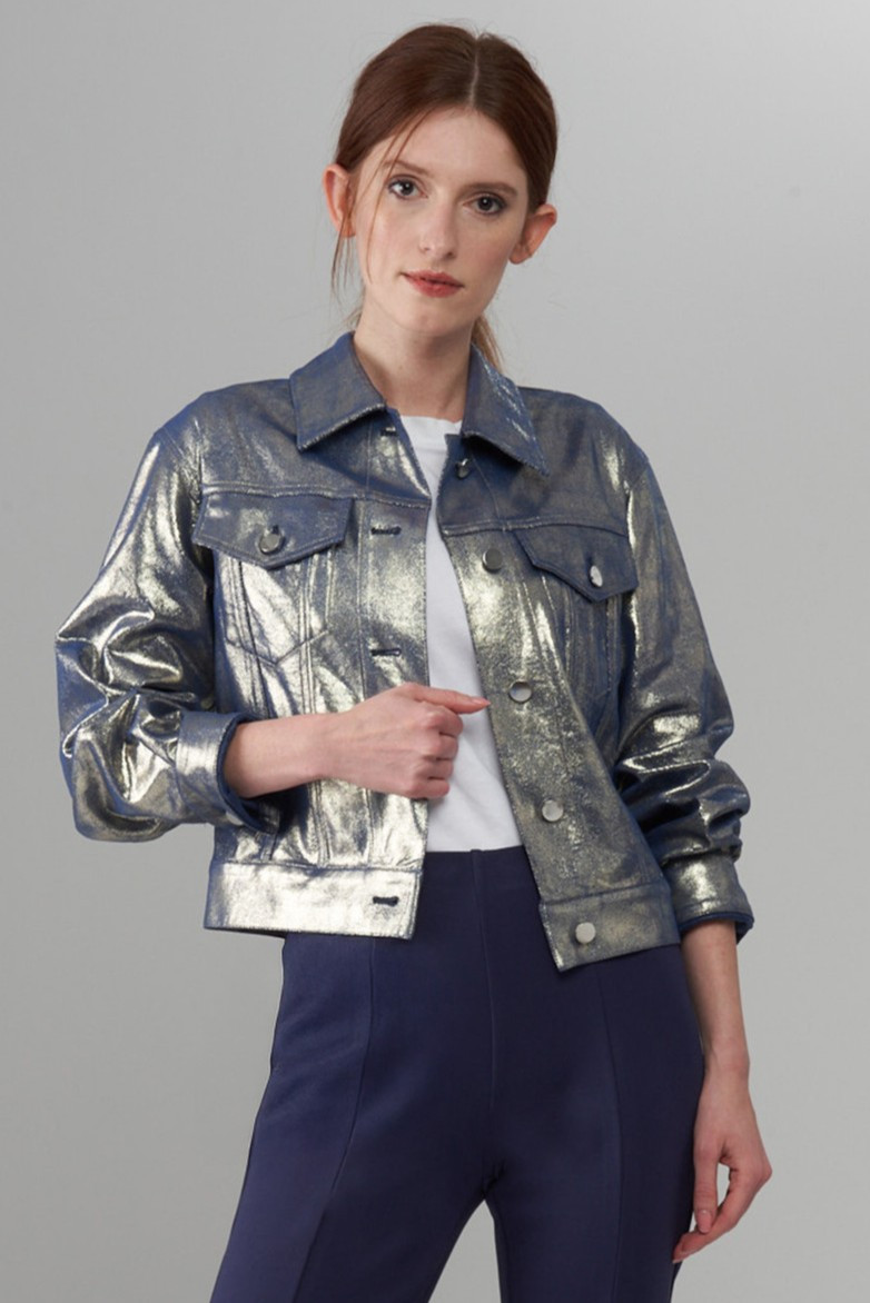 Faux Vegan Leather Denim Jacket - Vita Boutique