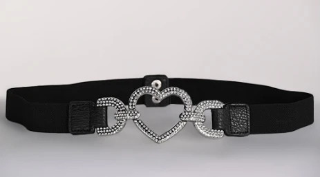 Heart rhinestone belt RHINTESTONE HEART BELT DARK GRAY main image 2