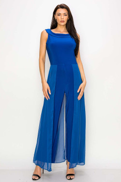 Front of the Wide Neck Chiffon Jumpsuit from Last Tango in the color royal blue