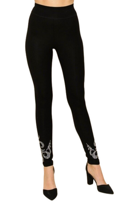 Vocal Women's Rhinestone Feather Leggings