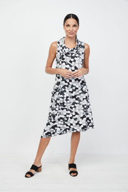 Front of the Printed Cowl Dress from Liv in the "Cloud" print