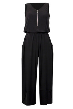 Front of the Half-Zip Jumpsuit from Joseph Ribkoff in the color black